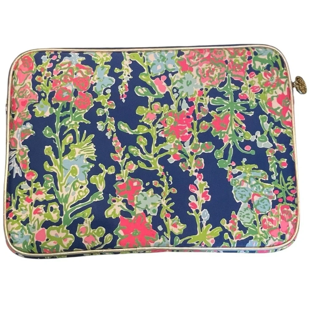 Lilly Pulitzer Blue and Pink Floral Laptop Sleeve